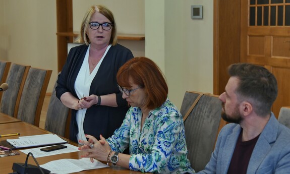 Konferencja prasowa - Rekrutacja 2023/24: mgr Ewa Sapeńko, dr Ewa Skorupka, dr Arkadiusz Tyda, fot. K. Adamczewski 