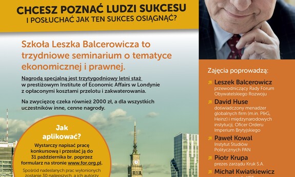 Jesienna Szkoła Leszka Balcerowicza zaprasza