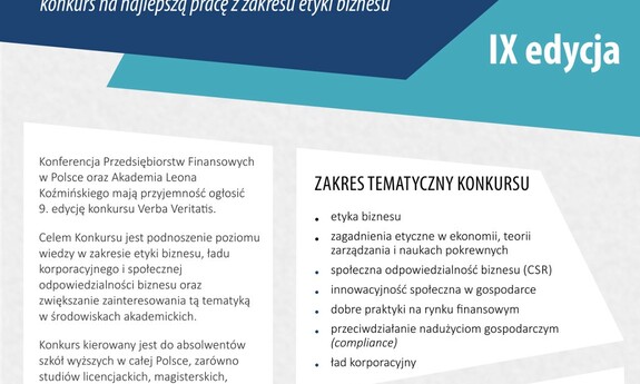 Konkurs na najlepszą pracę z etyki biznesu