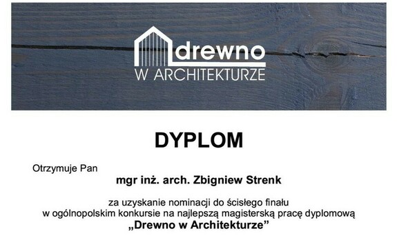 Praca magisterska Zbigniewa Strenka – absolwenta architektury na UZ w finale Konkursu „Drewno w Architekturze”