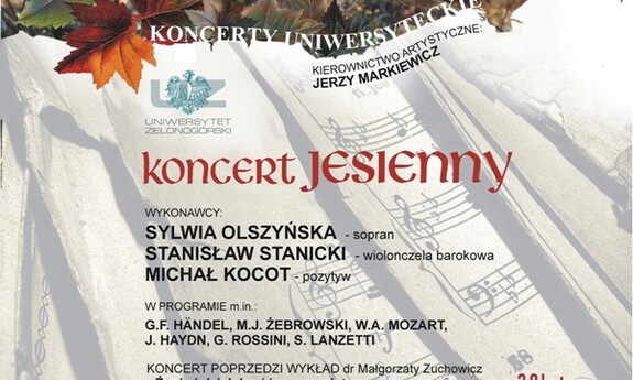 Zapraszamy na  Koncert Jesienny w ramach Koncertów Uniwersyteckich